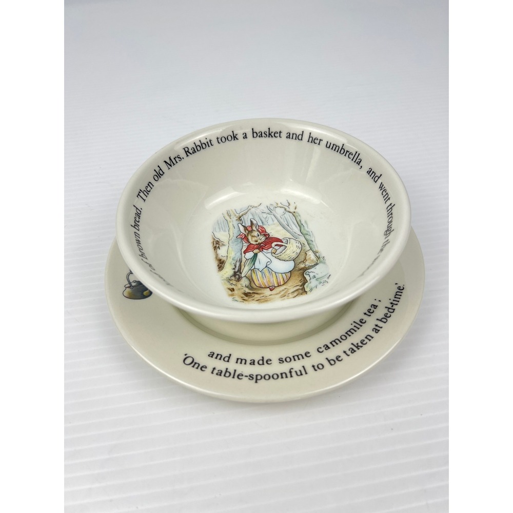 Wedgwood Peter Rabbit Bowl and Plate Set Beatrix‎ Potter Nursery China England